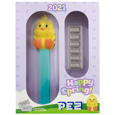 A picture of a PEZ® Chick Silver Wafers & Dispenser Gift Set